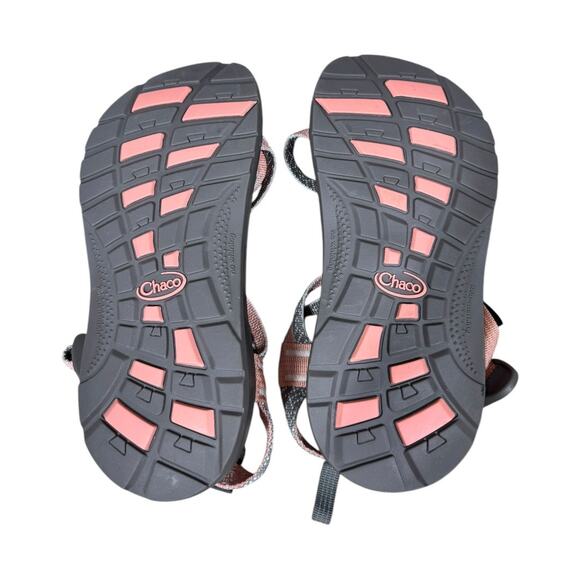 Chaco Kid's ZX1 Ecotread Sandals 4 Burlap Heather J180266 Pink Gray Double Strap - Picture 5 of 7